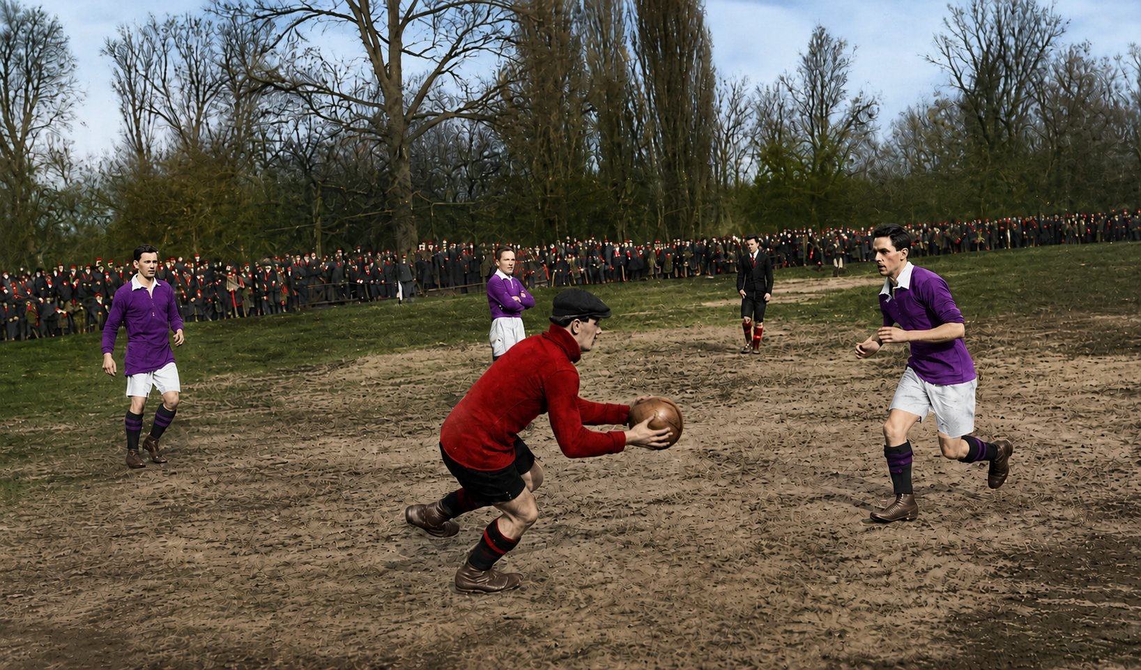 Torhüter Leopold Neuhauser (SC Simmering) gegen Wiener Amateur-Sportverein im Prater, 1911